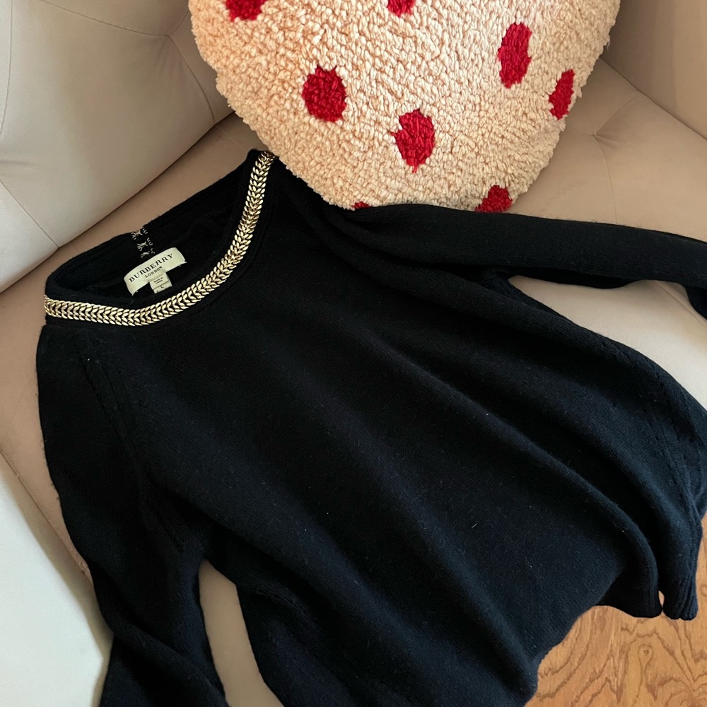 Black Burberry Sweater with Chain Detail
